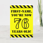 [ Thumbnail: 76th Birthday: Fun Stencil Style Text, Custom Name Card ]