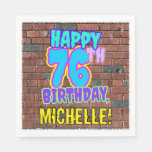 [ Thumbnail: 76th Birthday ~ Fun, Urban Graffiti Inspire Inspir Napkins ]