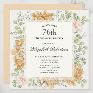 76th Birthday Invitation in Elegant Autumn Colors