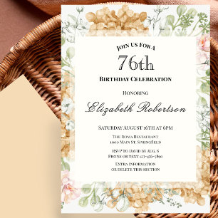 76th Birthday Invitation in Elegant Autumn Colors