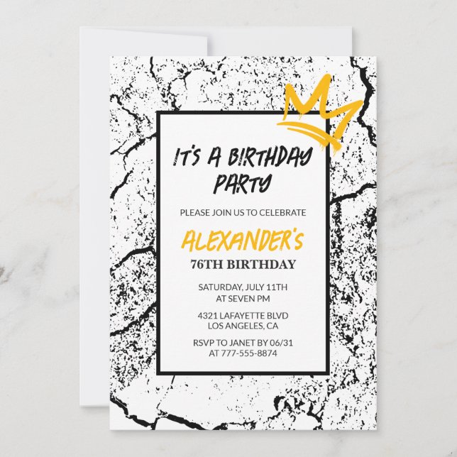 76th birthday invitation Men Graffiti  (Front)