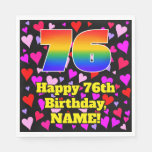 [ Thumbnail: 76th Birthday: Loving Hearts Pattern, Rainbow # 76 Napkins ]