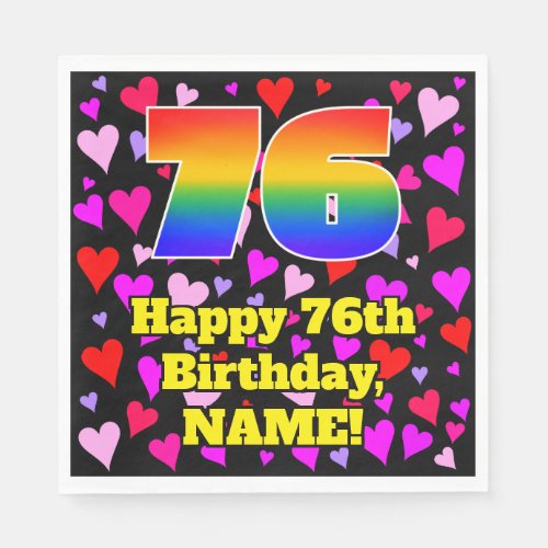 76th Birthday Loving Hearts Pattern Rainbow  76 Napkins