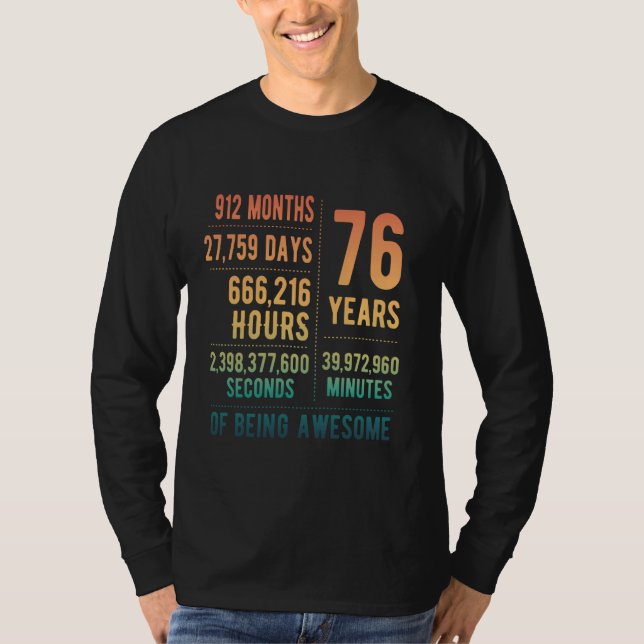 76th Birthday Men Women Funny 76 Years Old T-Shirt (Front)