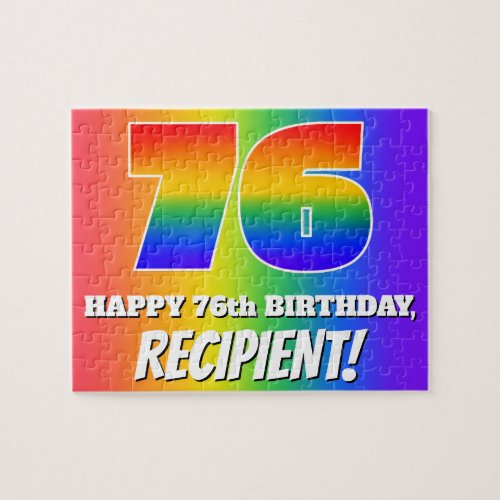 76th Birthday  Multicolored Rainbow Pattern 76 Jigsaw Puzzle