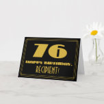 [ Thumbnail: 76th Birthday: Name + Art Deco Inspired Look "76" Card ]