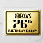 [ Thumbnail: 76th Birthday Party: Art Deco Look “76” and Name Invitation ]