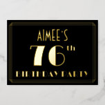 [ Thumbnail: 76th Birthday Party: Art Deco Look “76”, W/ Name Invitation ]
