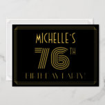 [ Thumbnail: 76th Birthday Party — Art Deco Style “76” + Name Invitation ]