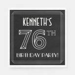 [ Thumbnail: 76th Birthday Party: Art Deco Style + Custom Name Napkins ]