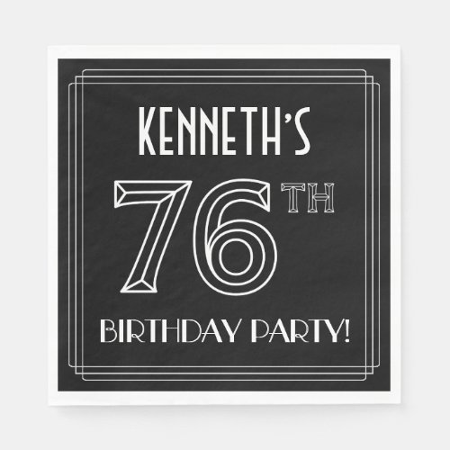 76th Birthday Party Art Deco Style  Custom Name Napkins