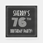 [ Thumbnail: 76th Birthday Party: Art Deco Style + Custom Name Napkins ]
