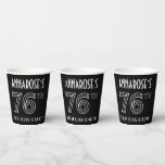 [ Thumbnail: 76th Birthday Party: Art Deco Style + Custom Name Paper Cups ]