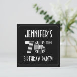 [ Thumbnail: 76th Birthday Party: Art Deco Style W/ Custom Name Invitation ]