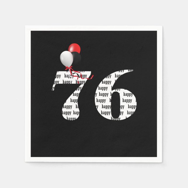 76th Birthday party balloons Napkins (Front)