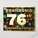 [ Thumbnail: 76th Birthday Party: Bold, Colorful Fireworks Look Postcard ]
