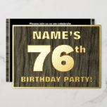 [ Thumbnail: 76th Birthday Party: Bold, Faux Wood Grain Pattern Invitation ]