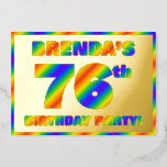 [ Thumbnail: 76th Birthday Party — Fun, Rainbow Spectrum “76” Invitation ]