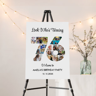 76th Birthday Party Number 76 Photo Collage Foam Board