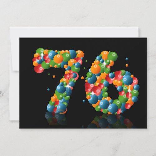 76th Birthday party with bubbles and balls Invitation