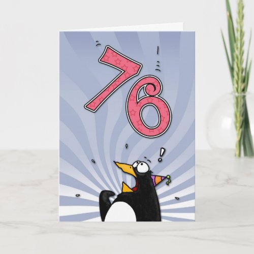 76th Birthday Penguin Surprise Card