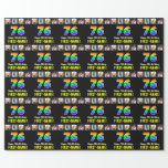 [ Thumbnail: 76th Birthday: Rainbow “76“; Custom Photos & Name Wrapping Paper ]