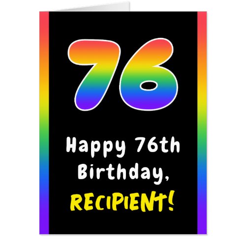 76th Birthday Rainbow Spectrum  76 Custom Name Card