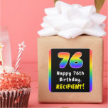[ Thumbnail: 76th Birthday: Rainbow Spectrum # 76, Custom Name Sticker ]