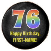 76th Birthday - Rainbow Spectrum Pattern Number 76 Chocolate Covered Oreo (Front)
