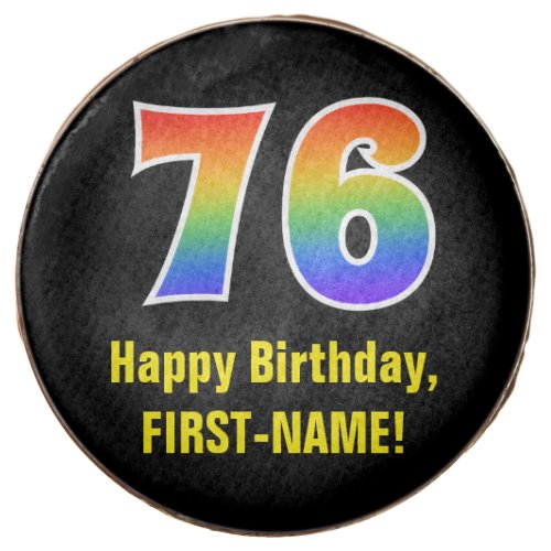 76th Birthday _ Rainbow Spectrum Pattern Number 76 Chocolate Covered Oreo