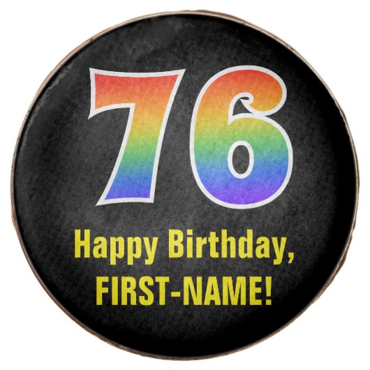 76th Birthday - Rainbow Spectrum Pattern Number 76 Chocolate Covered Oreo (Front)