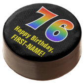 76th Birthday - Rainbow Spectrum Pattern Number 76 Chocolate Covered Oreo (Angled)