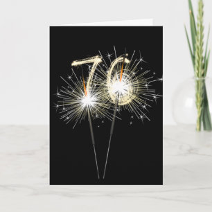 76th Birthday Sparklers on Black Card