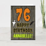 [ Thumbnail: 76th Birthday: Spooky Halloween Theme, Custom Name Card ]
