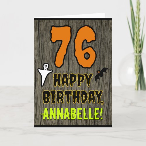 76th Birthday Spooky Halloween Theme Custom Name Card