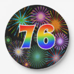 [ Thumbnail: 76th Event - Fun, Colorful, Bold, Rainbow 76 Paper Plates ]