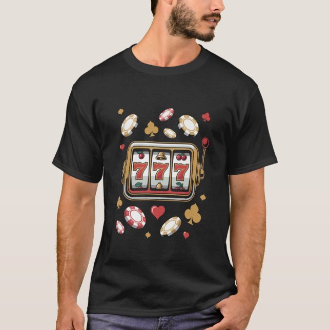 777 Jackpot Slots Gambling Fun Theme T-Shirt (Front)