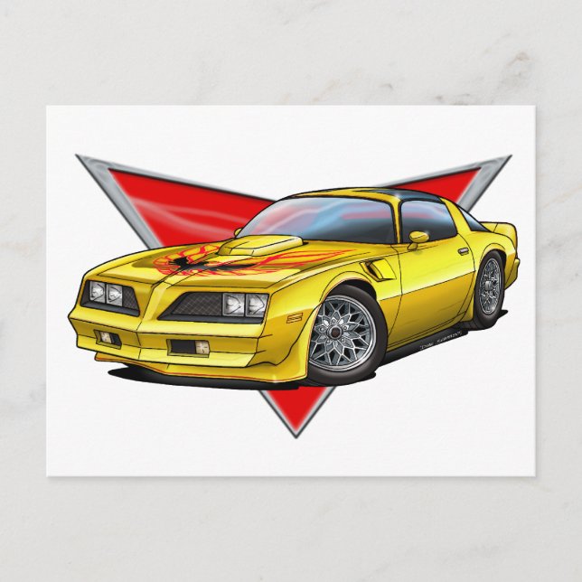 77-78 Yellow Firebird TA Postcard (Front)