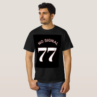 77 No Signal Minimal Streetwear Black T-Shirt