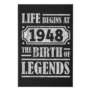 77 Year Old 1948 Birth Of Legend 77th Birthday Faux Canvas Print