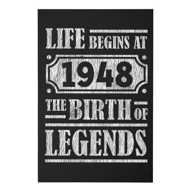 77 Year Old 1948 Birth Of Legend 77th Birthday Faux Canvas Print (Front)