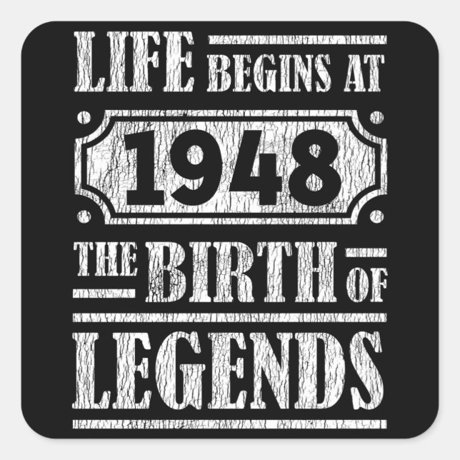 77 Year Old 1948 Birth Of Legend 77th Birthday Square Sticker (Front)