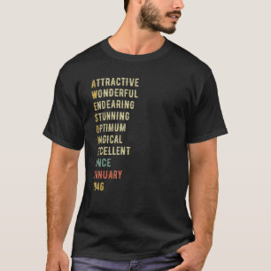 77 Year Old Funny 77th Birthday Awesome since Janu T-Shirt