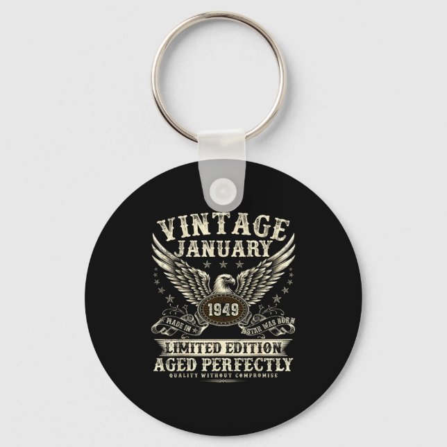 77 Year Old Legend Were Born In January 1949 Birth Keychain (Front)