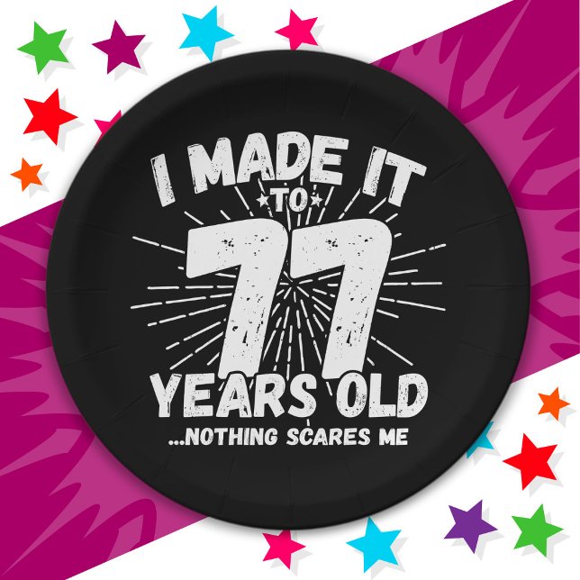77 Year Old Sarcastic Meme Funny 77th Birthday Paper Plates (Creator Uploaded)
