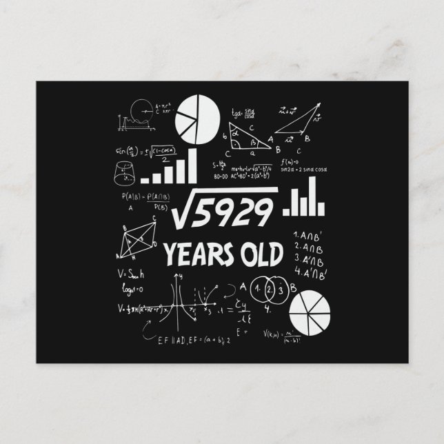 77 Years Old Square Root Math Birthday Gift Postcard (Front)