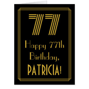 77th Birthday: Art Deco Inspired Look “77” + Name Card