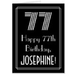 [ Thumbnail: 77th Birthday — Art Deco Inspired Look “77” + Name Card ]