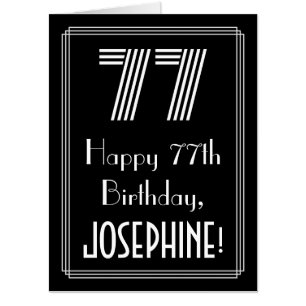 77th Birthday — Art Deco Inspired Look “77” + Name Card
