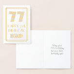 [ Thumbnail: 77th Birthday - Art Deco Inspired Look "77" & Name Foil Card ]